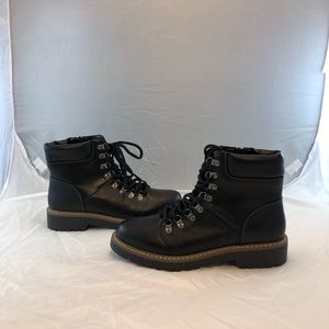 Black lace up booties, size 11 with fur tongue